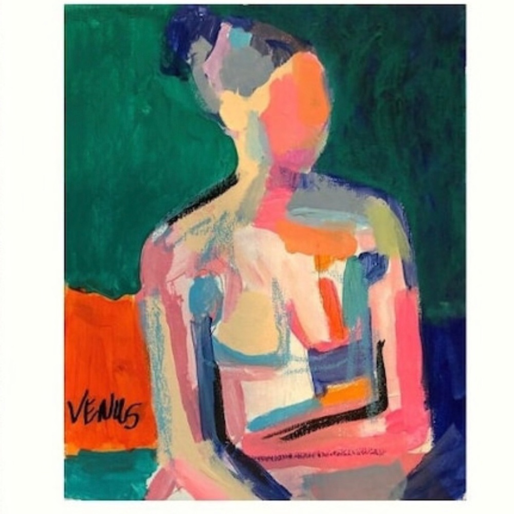 DREAMY STARE Figurative Abstract Woman Portrait Modern impressionism Female Art